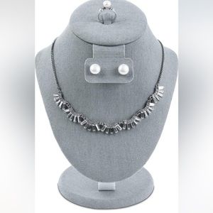 Jewelry Display Store - Grey Fabric - Ring, Necklace, & Earrings All In One